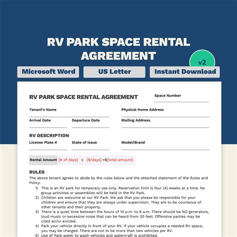 Rv parking rental - TERM: The term of this RV Space Rental Agreement shall be from: Month to:Month(indicate a specific time: week to week or month to month). This agreement shall terminate on Month to Month (insert date if known). 5. RENTAL RATE: Monthly Rates are seasonal in nature and based on 2 (two) or less individuals per RV. Lessee shall pay per month $495.00.